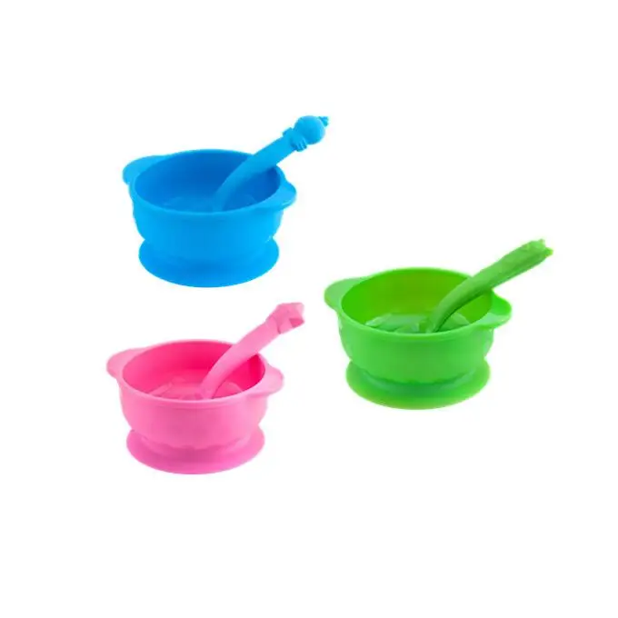 Eco-friendly Non-toxic Silicone Baby Feeding Bowl With Strong Suction For Kids Soft Suction Food Grade Silicone Baby