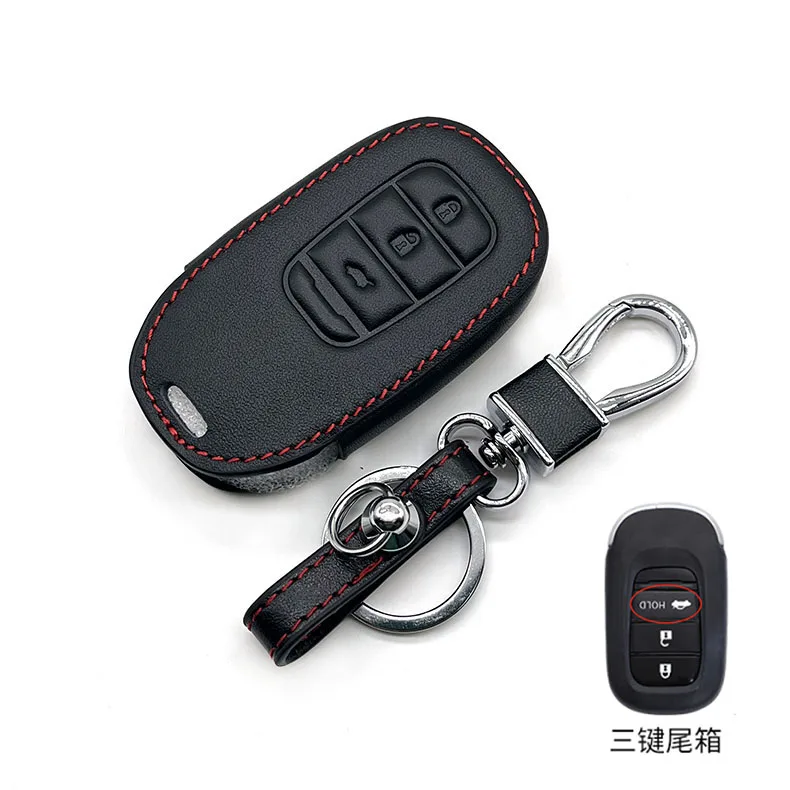 Leather Car Key Cover Remote Fob Shell Case Auto Accessory For Honda CR-V CRV Civic Accord Pilot HR-V Pilot Sport 2022 2023 2024