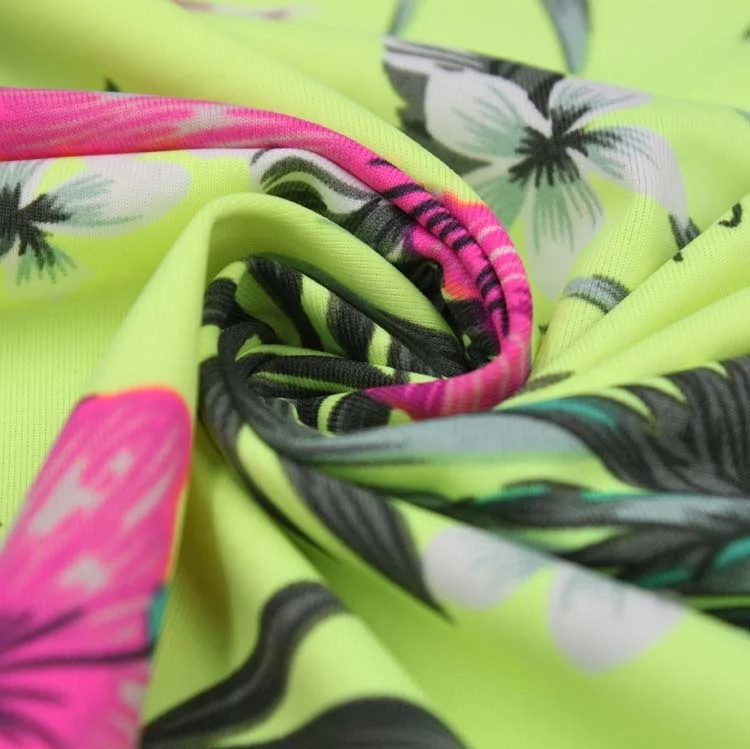 vintage 80%nylon 20%ns spandex 4 way stretch floral printed breathable swimsuit fabric