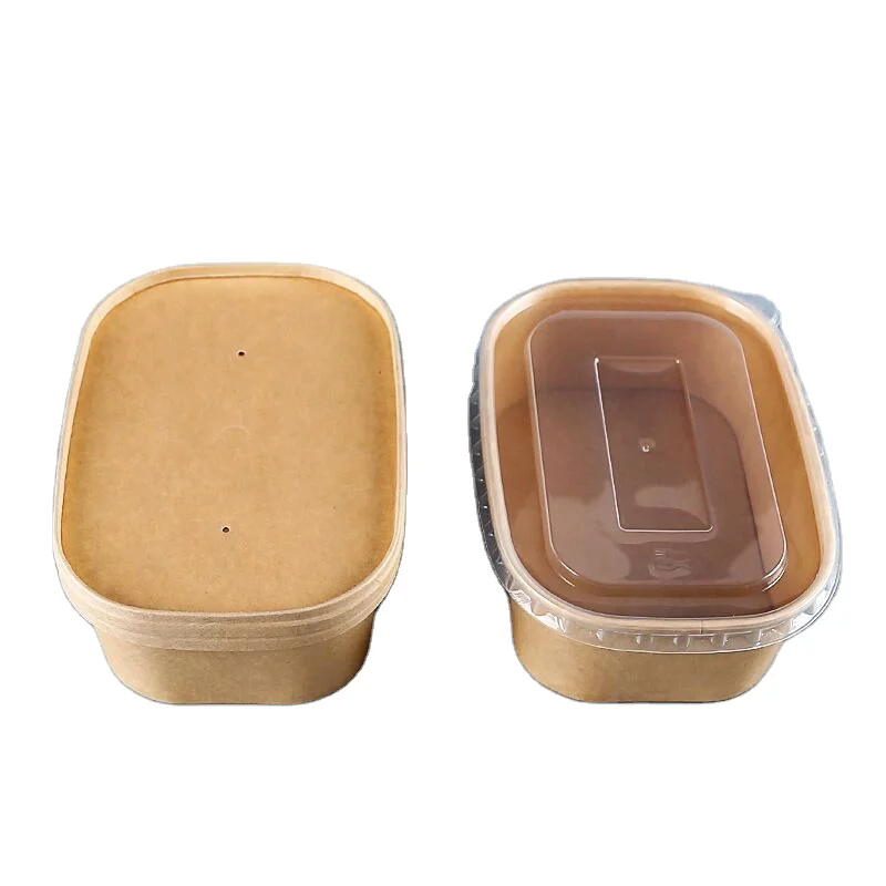 
rectangular Square Paper Container square paper bowl with lid 500ml 650ml 750ml 1000ml 