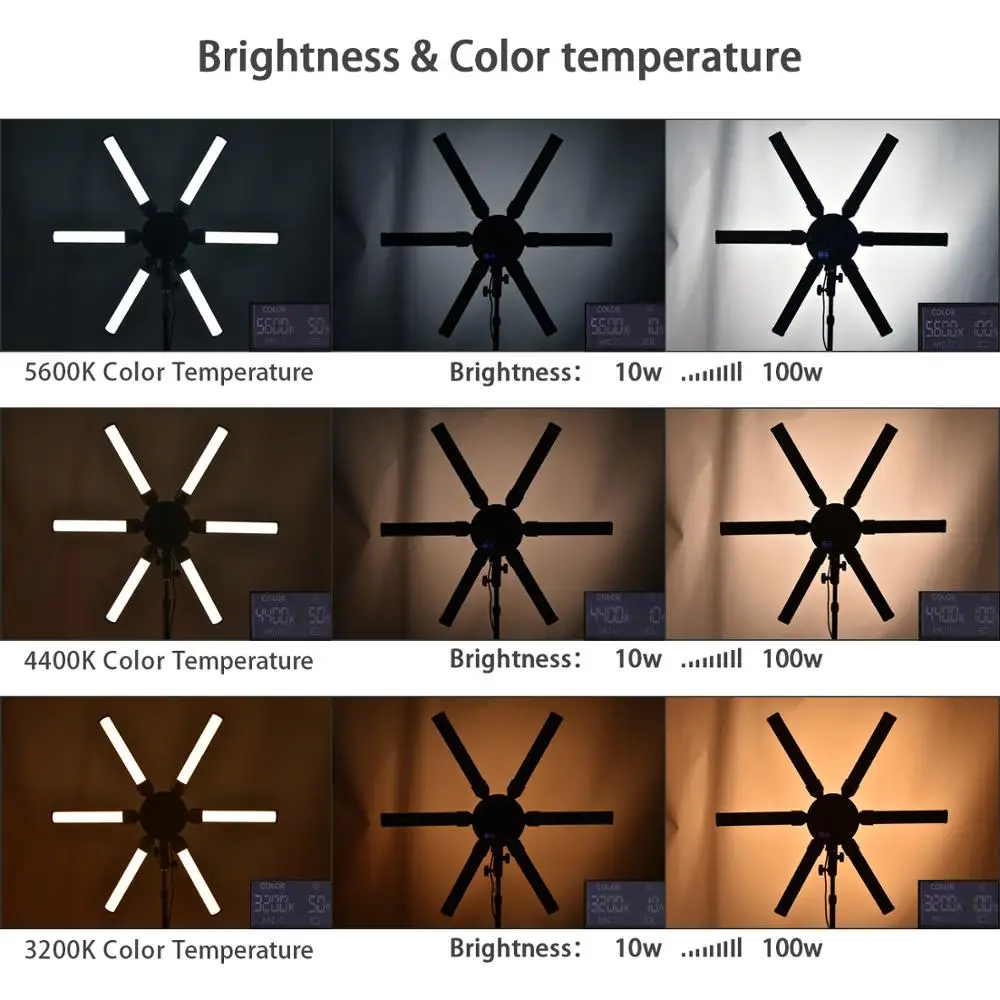 
FOSOTO FT-SL6MINI Multimedia Extreme Star Light Lamp 3200-5600K Led Ring Light Tripod Photographic Lighting For Camera Phone 