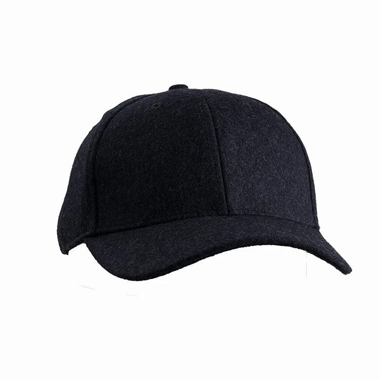 Custom Blank Brand Label Tag on back 100% wool Baseball Winter Sport Hat with Leather Belt