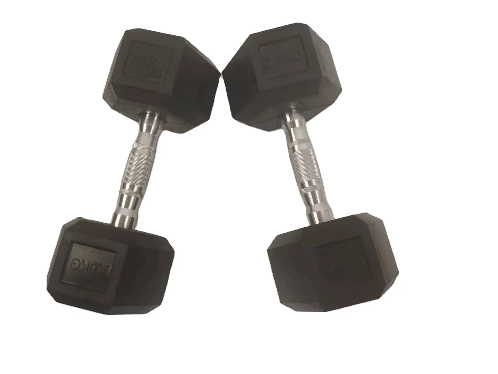 China Factory Provide High Quality Gym Cheap Rubber Coated 5 Pound 20kg Black Free Weights Set 15 Hexagonal Dumbbells