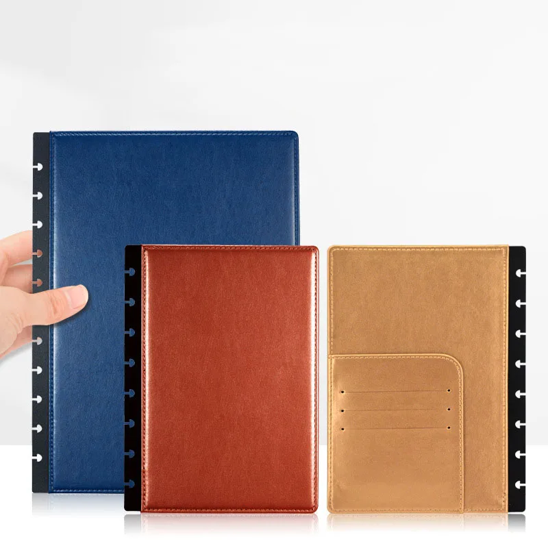 Customized plastic disc rings leather cover embossed journal disk bound for discbound notebook mushroom