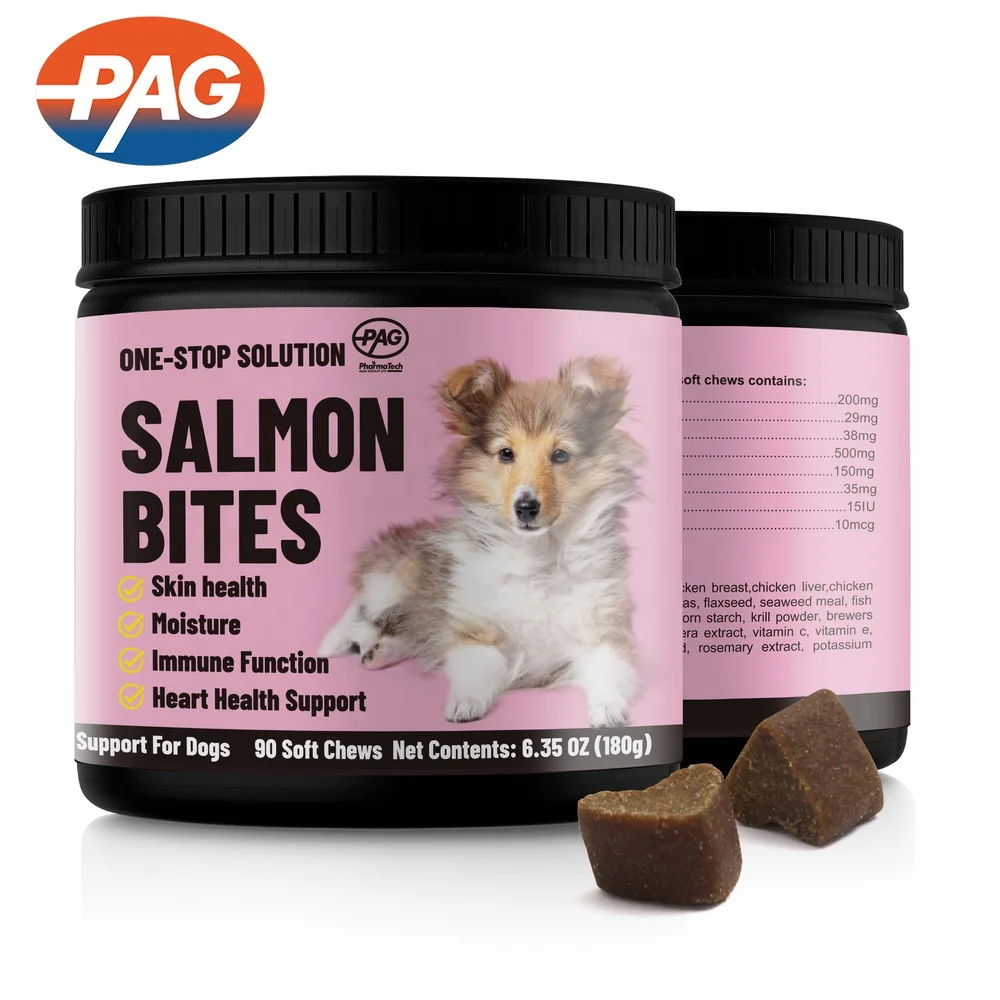 Pet Supplements Suppliers Salmon Fish Oil Omega 3 Supplement Skin Coat Salmon Oil Supplement Soft Chew Pet Dry Food Wholesale
