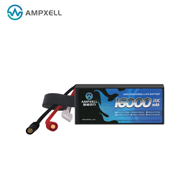 AMPXELL Quality 16000mAh 22.2V 6S 20C Lithium Lipo Batteries Pack for Industrial Drones Agricultural UAV Farm Drones