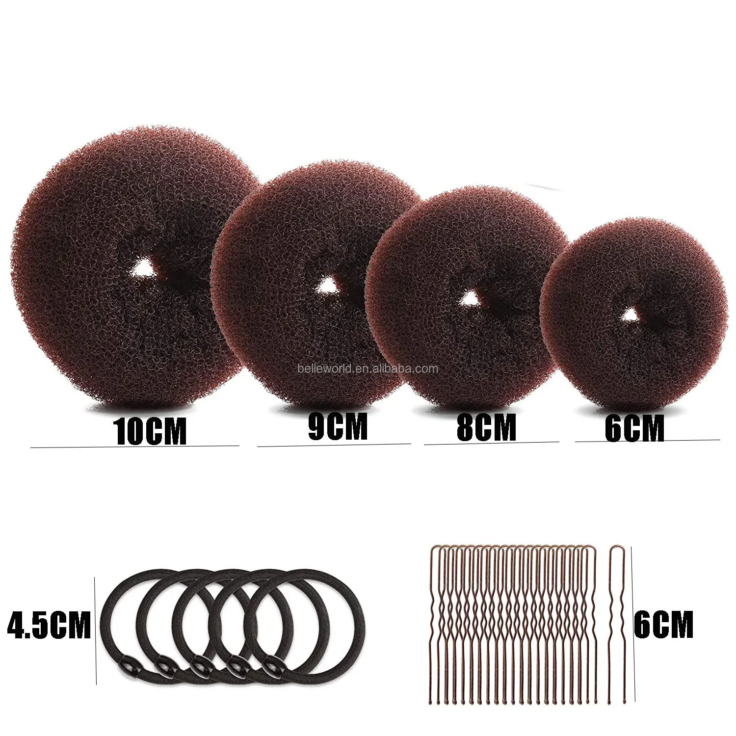 BELLEWORLD factory hot 19pcs hair styling accessories set donut maker elastic band hair bun maker donut and hair pins for women