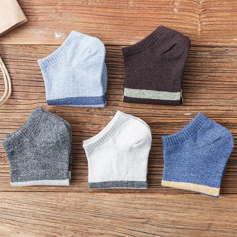 Spring Summer Classic All-match Stripes Short Boat Socks Cotton Sweat-Absorbent Casual Men Socks