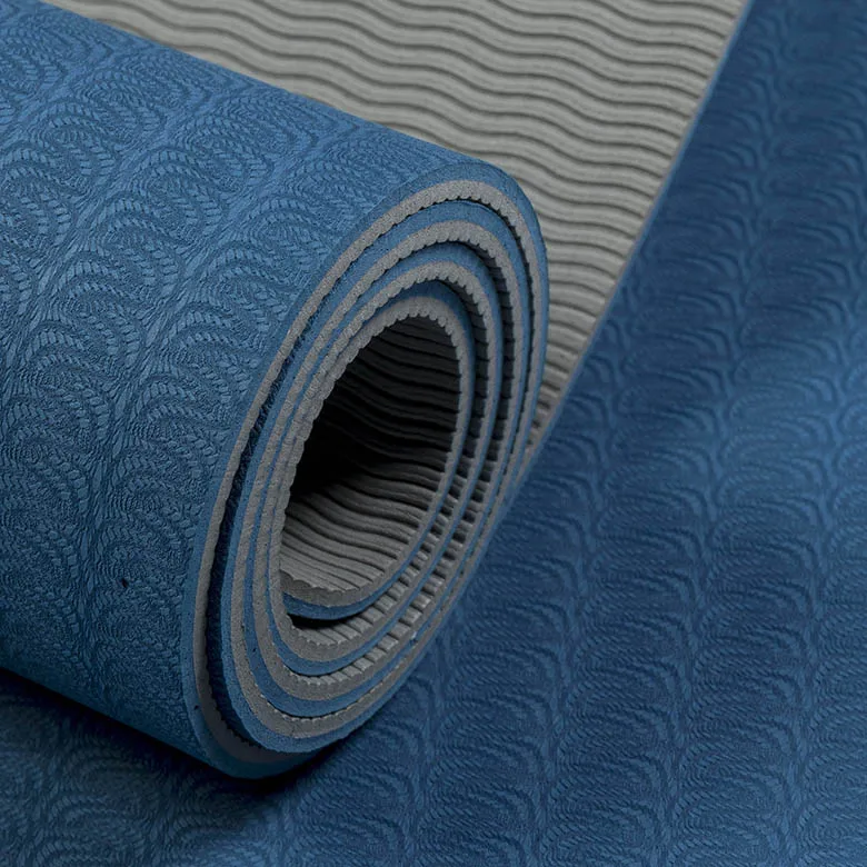 Eco Friendly Organic Blue TPE OEM Yoga Mat 6mm Anti Slip Non-slip Double Layer Tpe Yoga Mat
