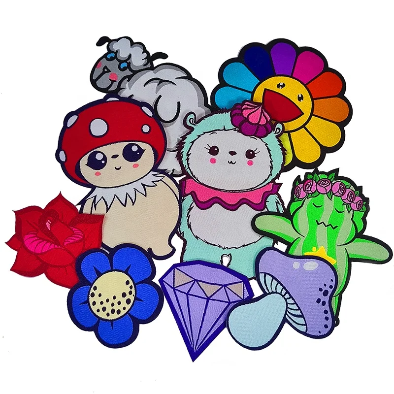 Custom DIY Creative Cartoon Self Adhesive Fabric Sticker Patches