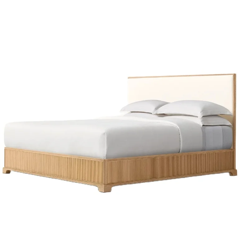 New Arrival Luxury Modern Home Furniture Bed Frame Wooden Beds Panel Platform Oak Bed