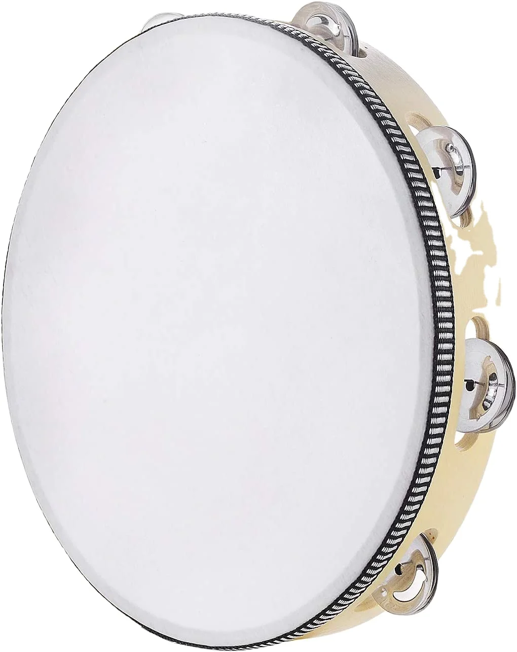 Tambourine for sale 10 inch Hand Held Drum Bell Birch Metal Jingles Percussion Gift Musical Educational Instrument for Church