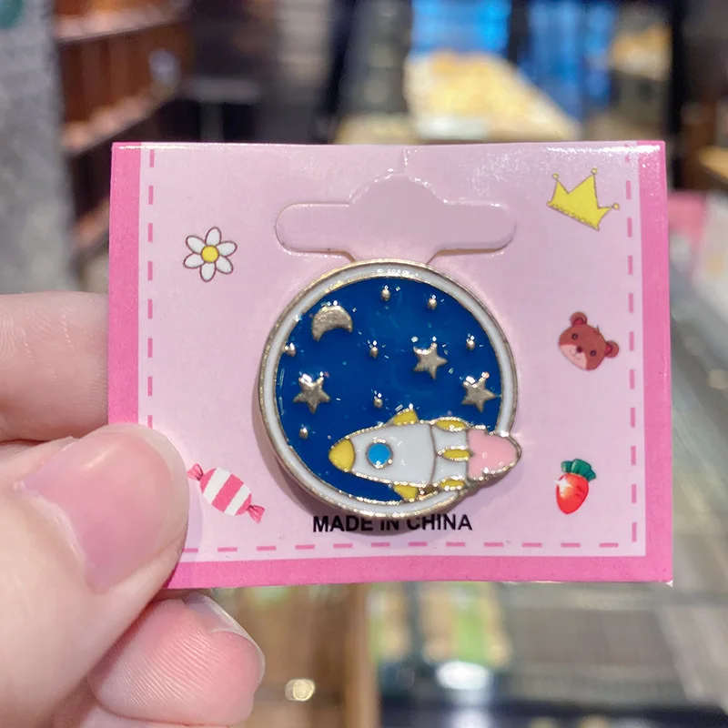 Custom Cute Star Cartoon Planet Hat Pin Metal Enamel Pin Personalized Badge for Students OEM & ODM Services Available