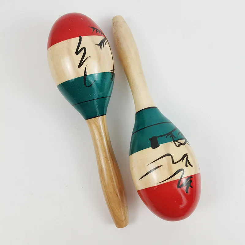 Wholesale Maracas Hand Percussion Rattles Sand ball Christmas Toy Wooden Egg Shakers with Handles Musical Instrument