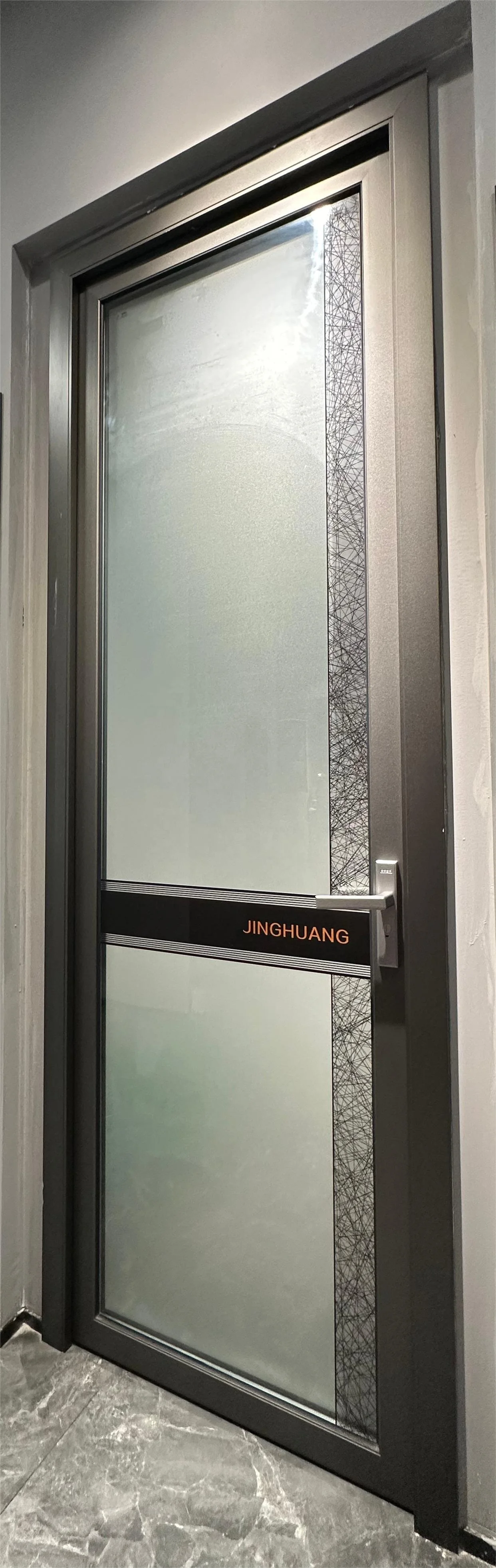 Custom Durable Thermal Broken Aluminum Interior Narrow Casement Door Double Glass Flat Opening Swing Door With Grille For House
