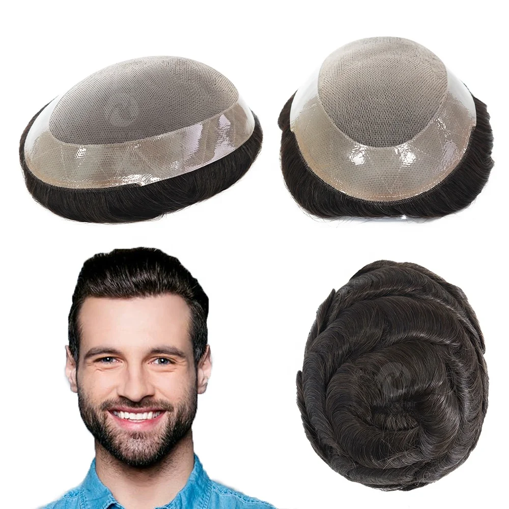 Fine Mono - New Arrivals Large Stock Fine Mono Indian Human Hair Patch System Wholesale for Men 6x9 7x9 7x10 8x10 8x11 9x11