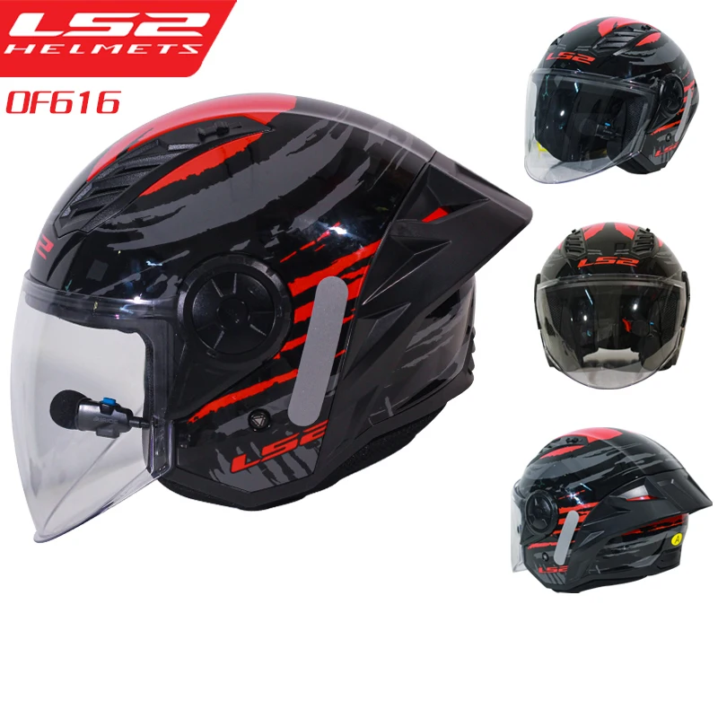 2024 New LS2 OF616 Summer Open Face Helmets Motorcycle Unisex KPA Material Blue tooth Helmets BT ls2 Casco with Intercom Headset