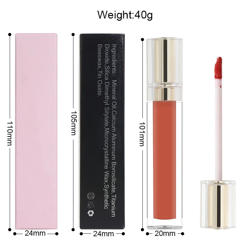 Plant-Based Custom Private Label Moisturizing Lip Gloss High Shine Pearlcent Shimmer Acrylic Matte Lip Gloss