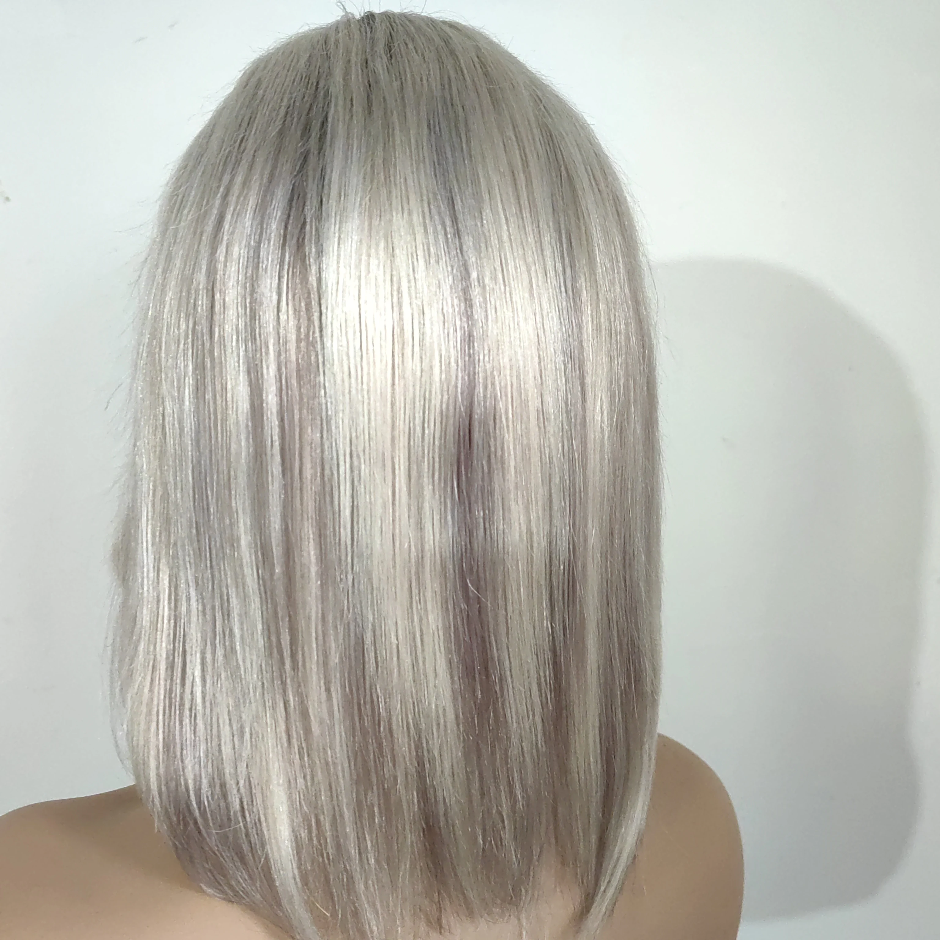 Ombe 13*4 Front Lace Human Hair Wigs Thick End Brazilian Virgin Hair Thick End Customized Colorful dark Root rest Ice blonde