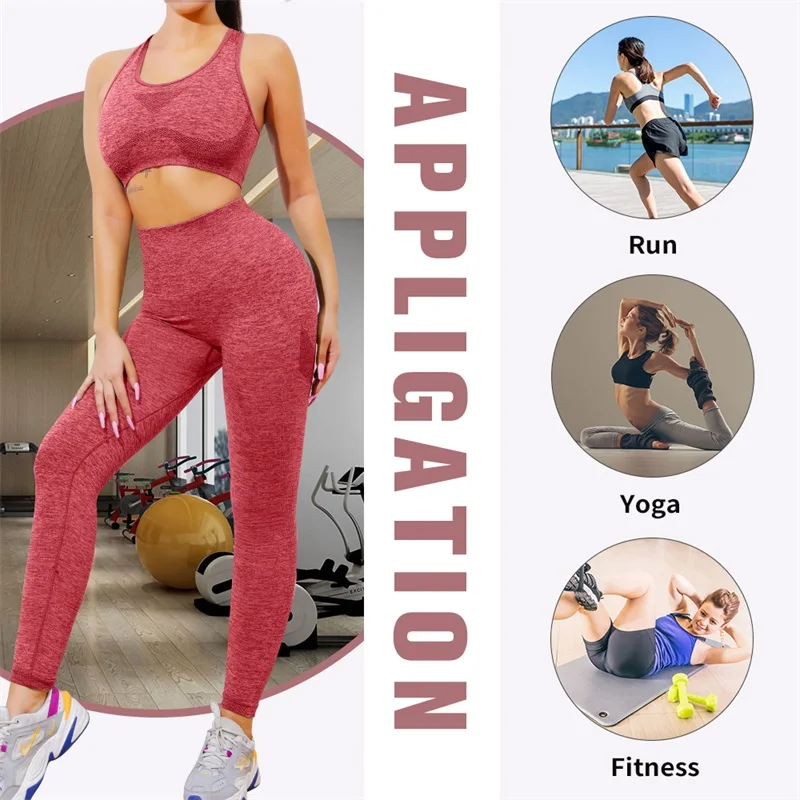 Wholesale Scrunch Women Push Up Sports Pant Workout Seamless Butt Lift Tight Trouser Fitness Gym High Waist Yoga Leggings Set