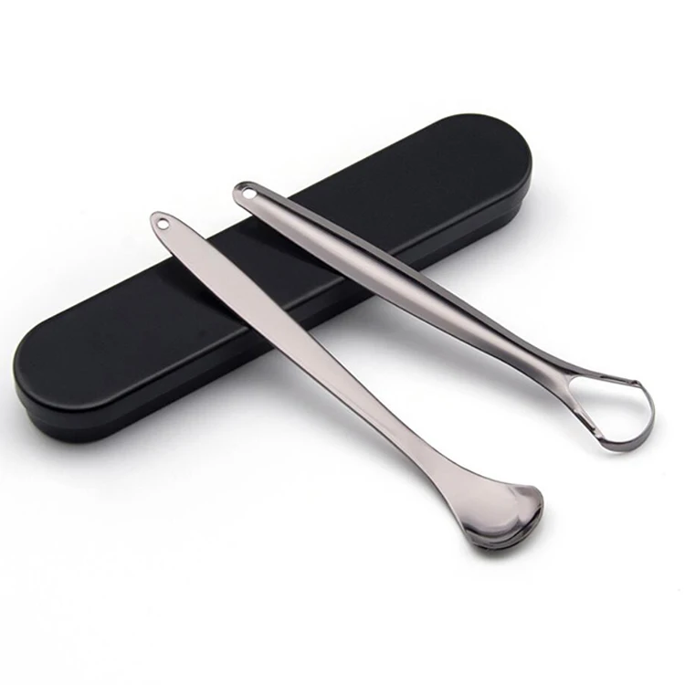 
Private Label Premium Personal Cleaner Tools, Stainless Steel Tongue Scraper With Portable Metal Box 