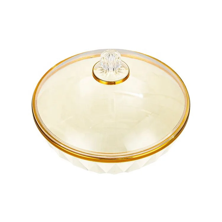 
Wholesale Custom Logo Kitchen Storage Round salad candy food Ps White gold plastic bowl With Lids 