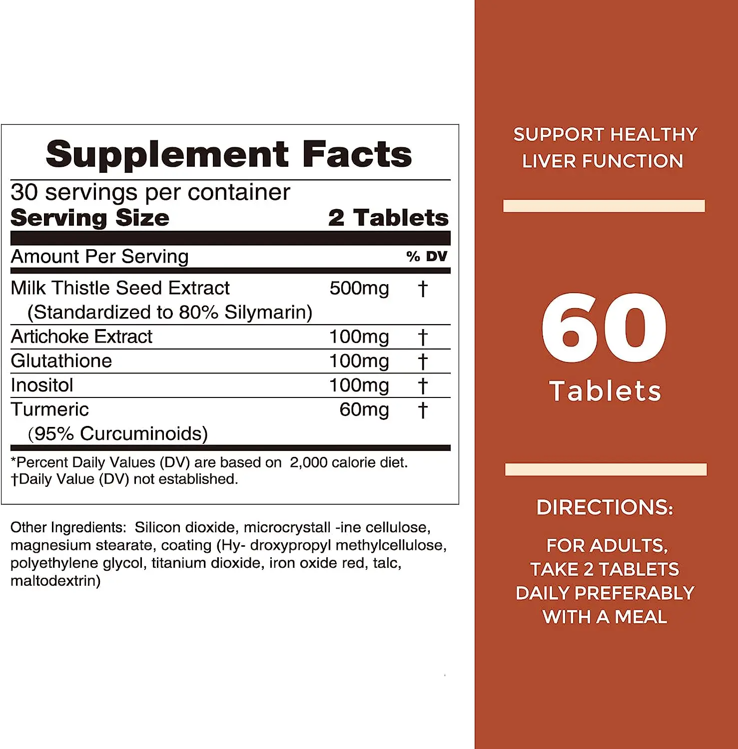 OEM Milk Thistle Capsules for Liver Support Herbal Supplement 500 mg per Serving 60 counts