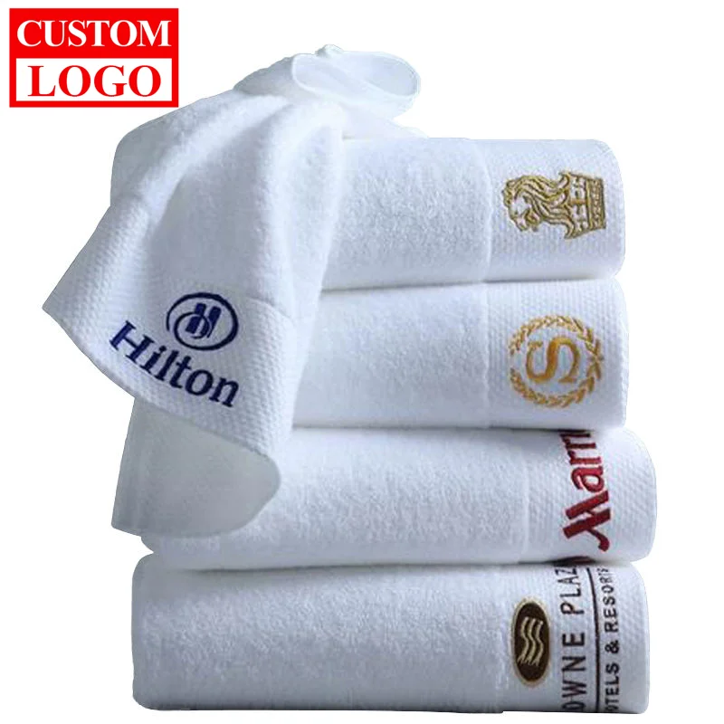 Luxury Customized Logo Towels Sets Soft for Bath Hotel Salon Beauty Spa Barber Beach Towels 100% Cotton Towels Gift Logo