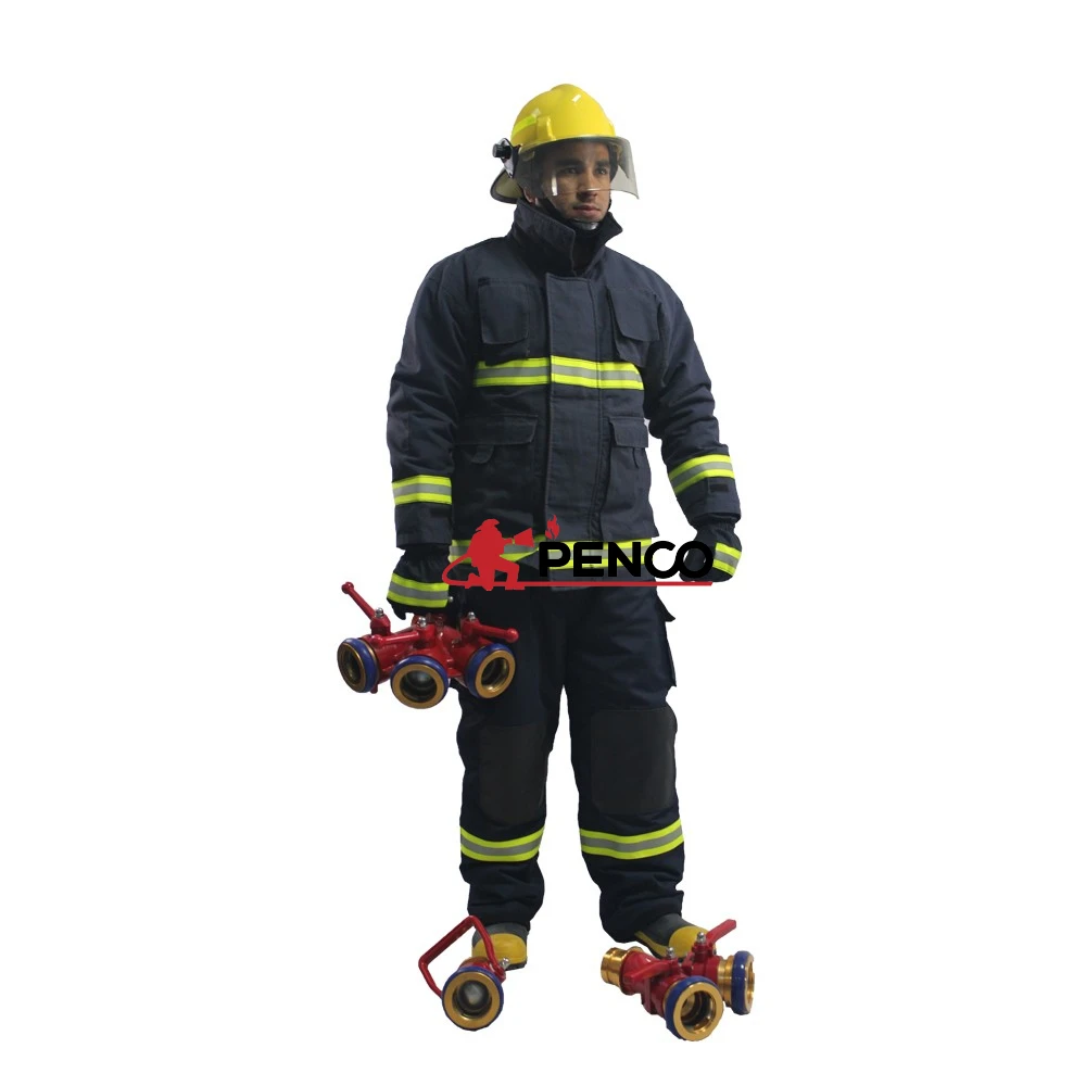 Safety 4 Layers Aramid Navy Blue Fire Fighting Suit for fireman Firefighter Uniform