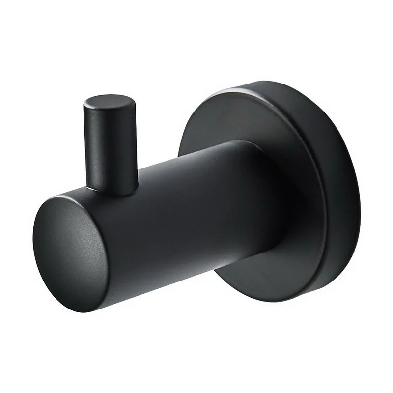 Modern bathroom accessories single round matte black robe hook wall towel hook