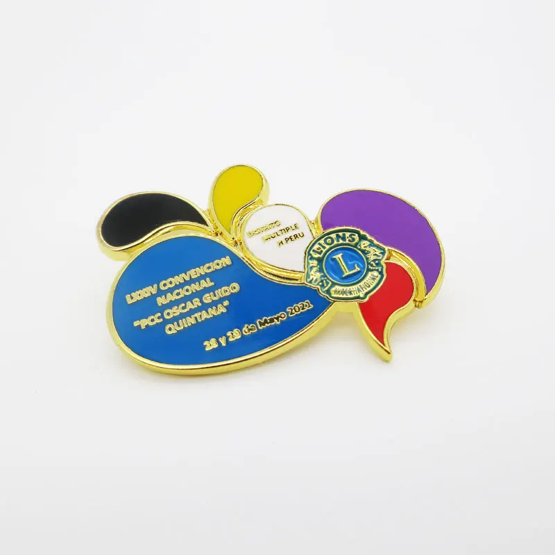 Custom design gold lapel pin enamel lions club badge metal screen printing lapel logo soft hard enamel pins