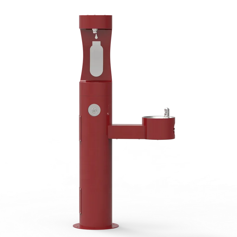 Pedestal mounted outdoor drinking fountain outdoor drinking fountain with bottle fillers