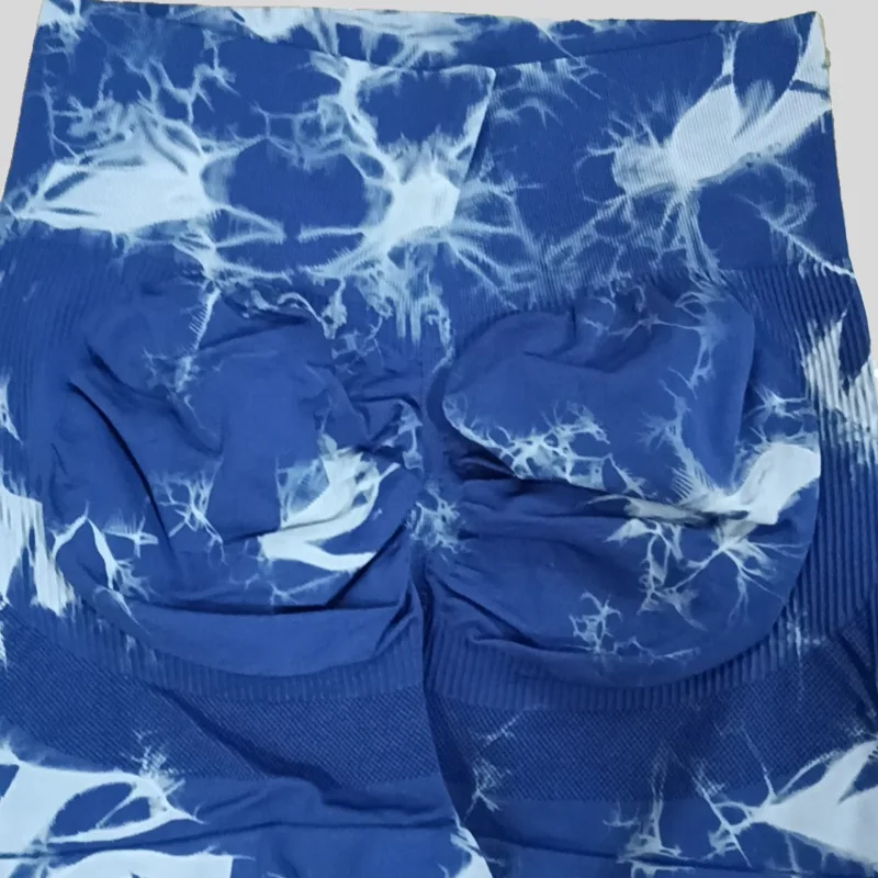 Hot Selling Double Push Up Tie Dye Yoga Shorts Women Gym Fitness Sports Wear Workout Tights Running High Waist Leggings OEM