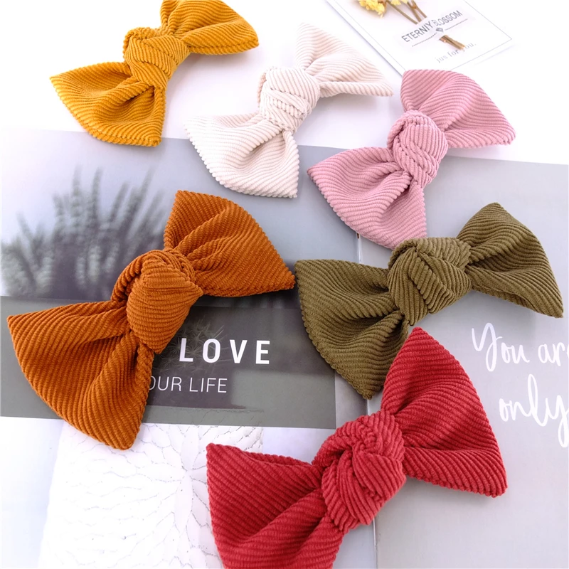 Large Corduroy Velvet Bow Hair Clips Barrettes Hairpins Hair Accessories for Girls Women Headwear Big Hair Bows