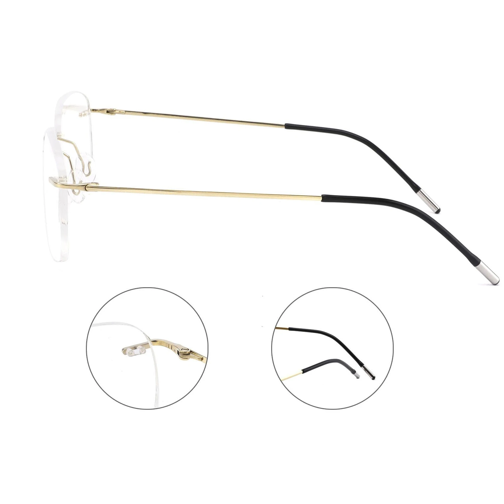 DM6441 Oversized Men Women Weight Light Thin Temple Rimless Pure Titanium Eyeglasses Frame Eyewear