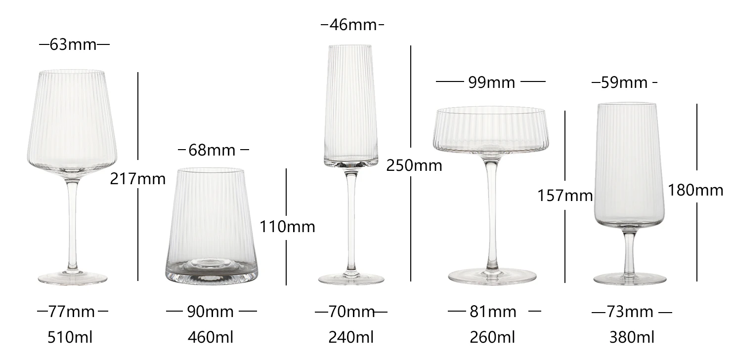 Hot sale fancy clear vertical ribbed vintage goblet crystal wine glass coasters