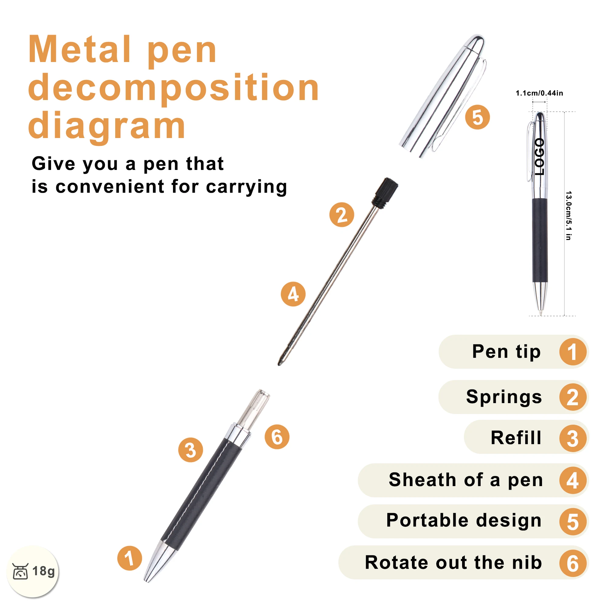 2024 Good Quality Twist Metal PU Rotating Leather Making Ball Pen With Custom Logo