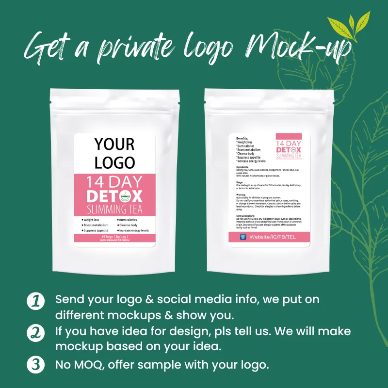 Private label 14 day tea bags moringa tea organic senna leaf detox tea