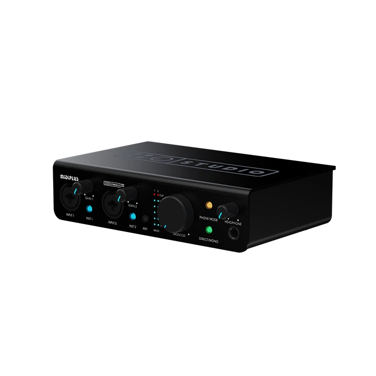 MIDIPLUS Smart Audio Interface 2In2Out Configuration Meets Computer Recording & Live Streaming Needs Usb Plug-And-Play