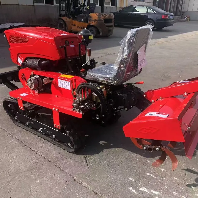 Bulldozer Tiller Multi-Function Agricultural Cultivator Machinery Farm Machine Rotary Garden Power Mini Crawler Tractor