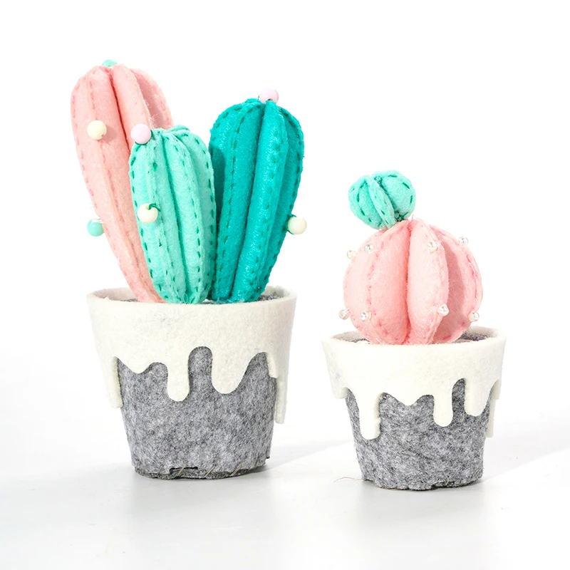 LFDIY6062 Wholesale Cactus Succulent Plant Kit Toy Hand Stitch Kids Educational Bulk Felt DIY Sewing Art Craft Kits