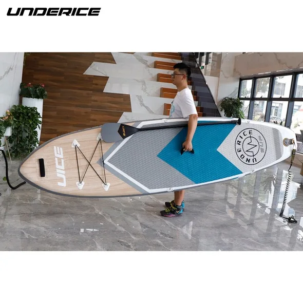 Трехслойная Высококачественная надувная доска UICE с деревянным дизайном для рыбалки и серфинга