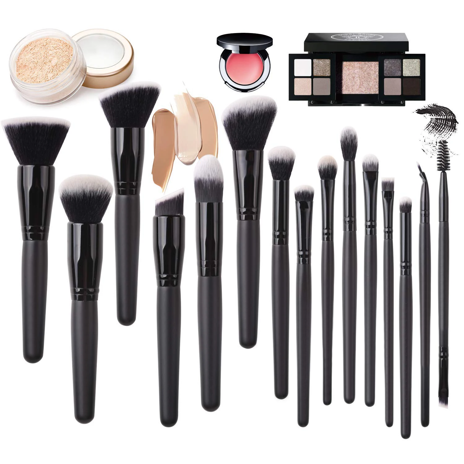 DailyQueen 15 шт. популярные броши para maquillaje de Черная Кисть для макияжа прямая цена с завода частная торговая марка пудра румяна