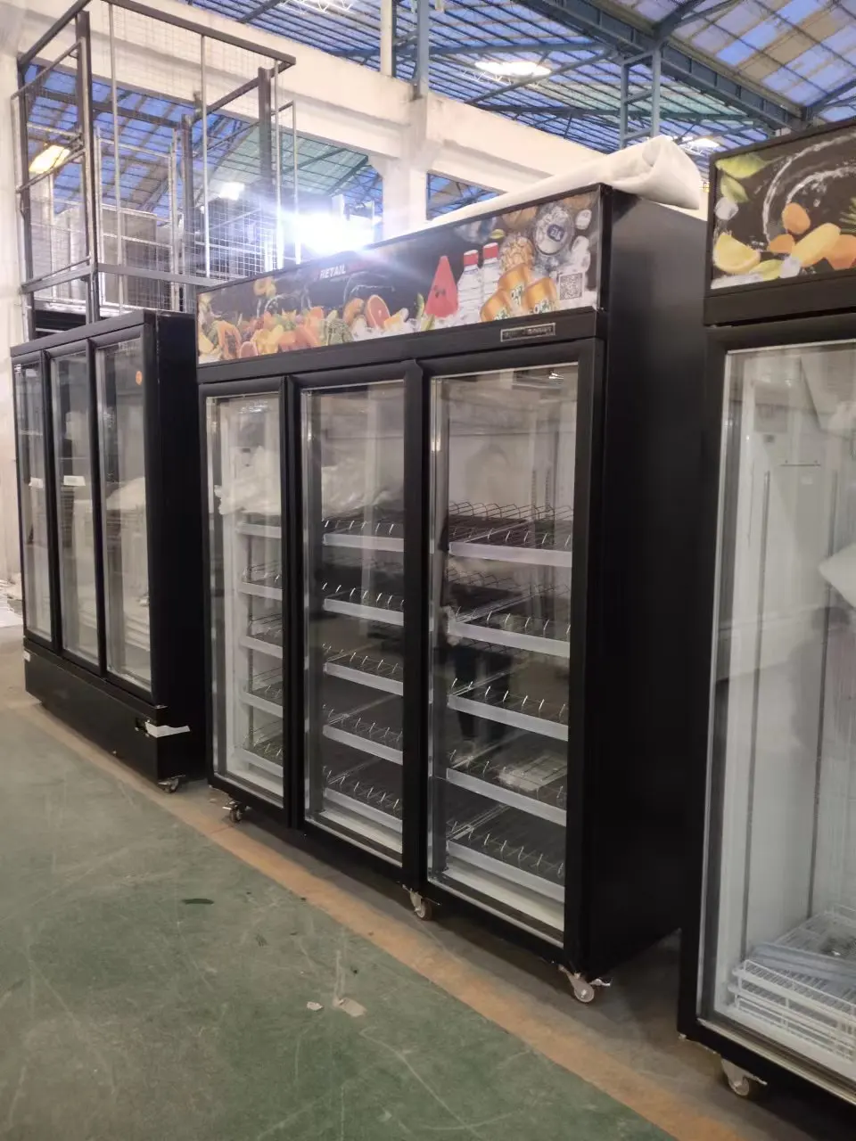 commercial glass 3 door refrigerator  freezer