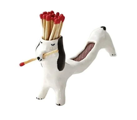 UOBOBO ceramic waterproof novel dog matches holder with striker honeycomb