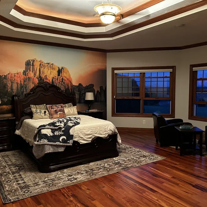 Classic Royal King Size Wooden Bed Frame with Ornate Carved Headboard and Rich Mahogany Finish Traditional Bedroom Furniture