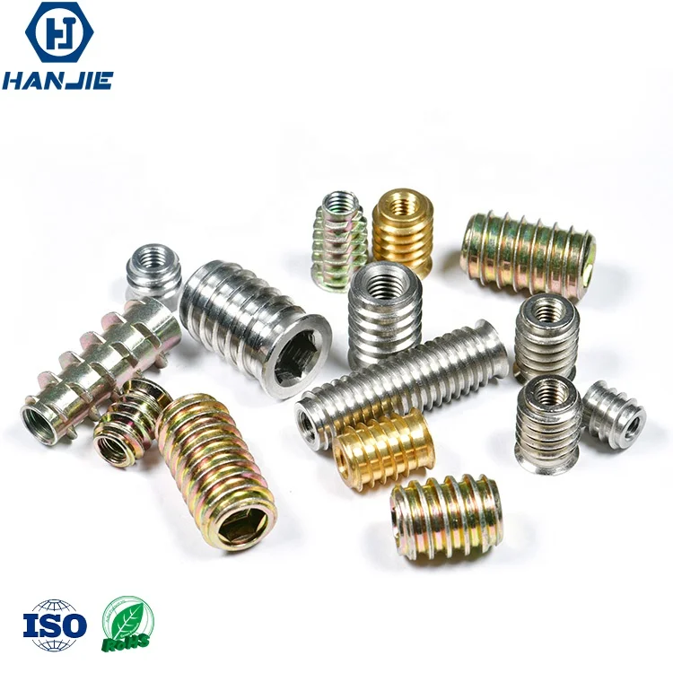 Customized Threaded Inserts For Wood Furniture Zinc Alloy Hex Socket Conical Wood Insert Nuts Without Flanged
