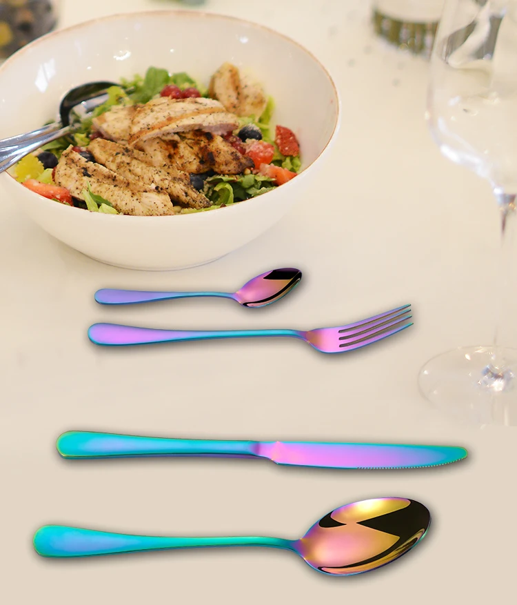 Wholesale Manufacturer Stainless Steel 24pcs Travel Portable Case Luxury Unique Reusable Kitchen Box Wedding Gold Cutlery Set