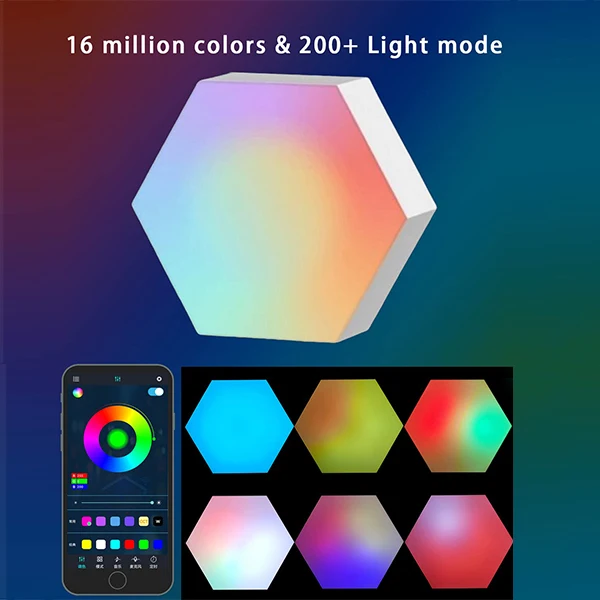 OEM ODM LED Hexa Lamps Panels Smart Led Hexagon Light Rgbic Modular DIY Game Decoration Alexa Google Assembly Creative Lights