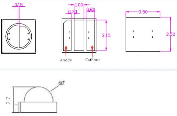 good quality 3.5-4V 3w 365nm uv led curing 3535 smd